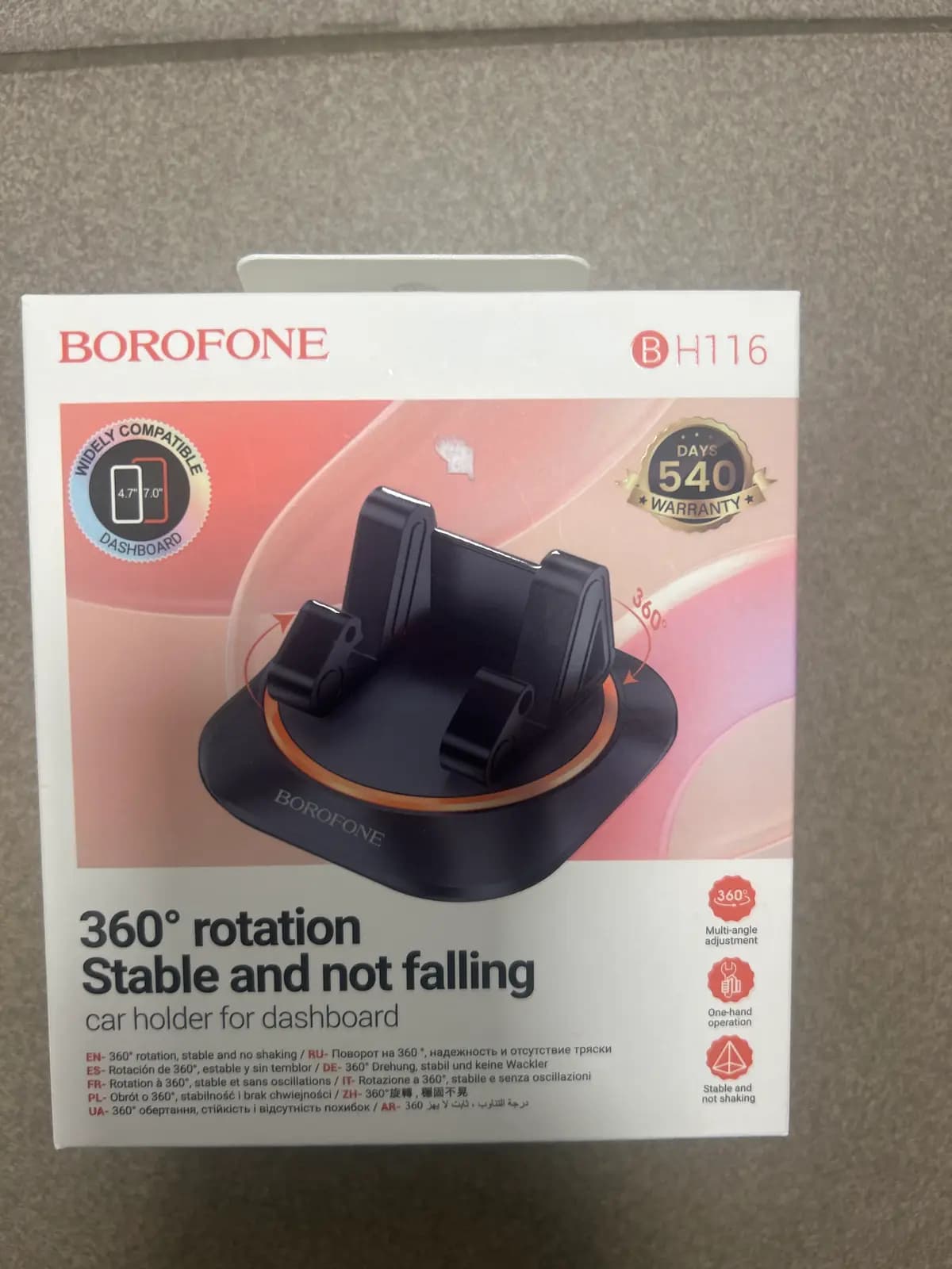 Automobilinis telefono laikiklis Borofone BH116, juodas