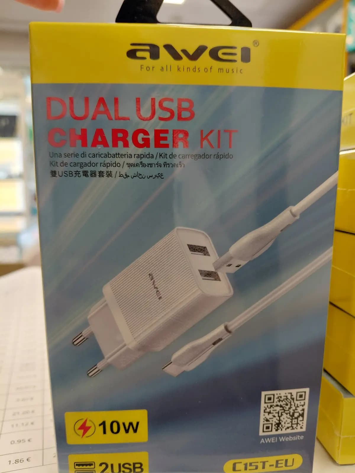 Įkroviklis Awei C15T-EU 2xUSB-A 10W, baltas - Kaina24.lt