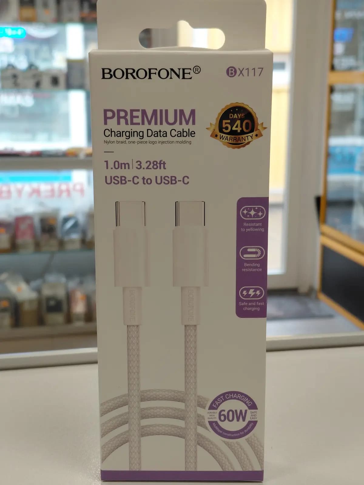 USB kabelis Borofone BX117 60W USB-C to USB-C 1.0m ...