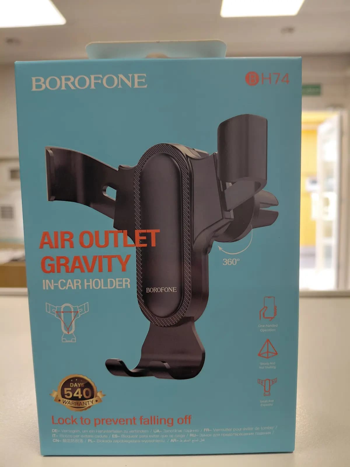 Automobilinis telefono laikiklis Borofone BH74 tvirtinamas ant ventiliacijos grotelių, juodas