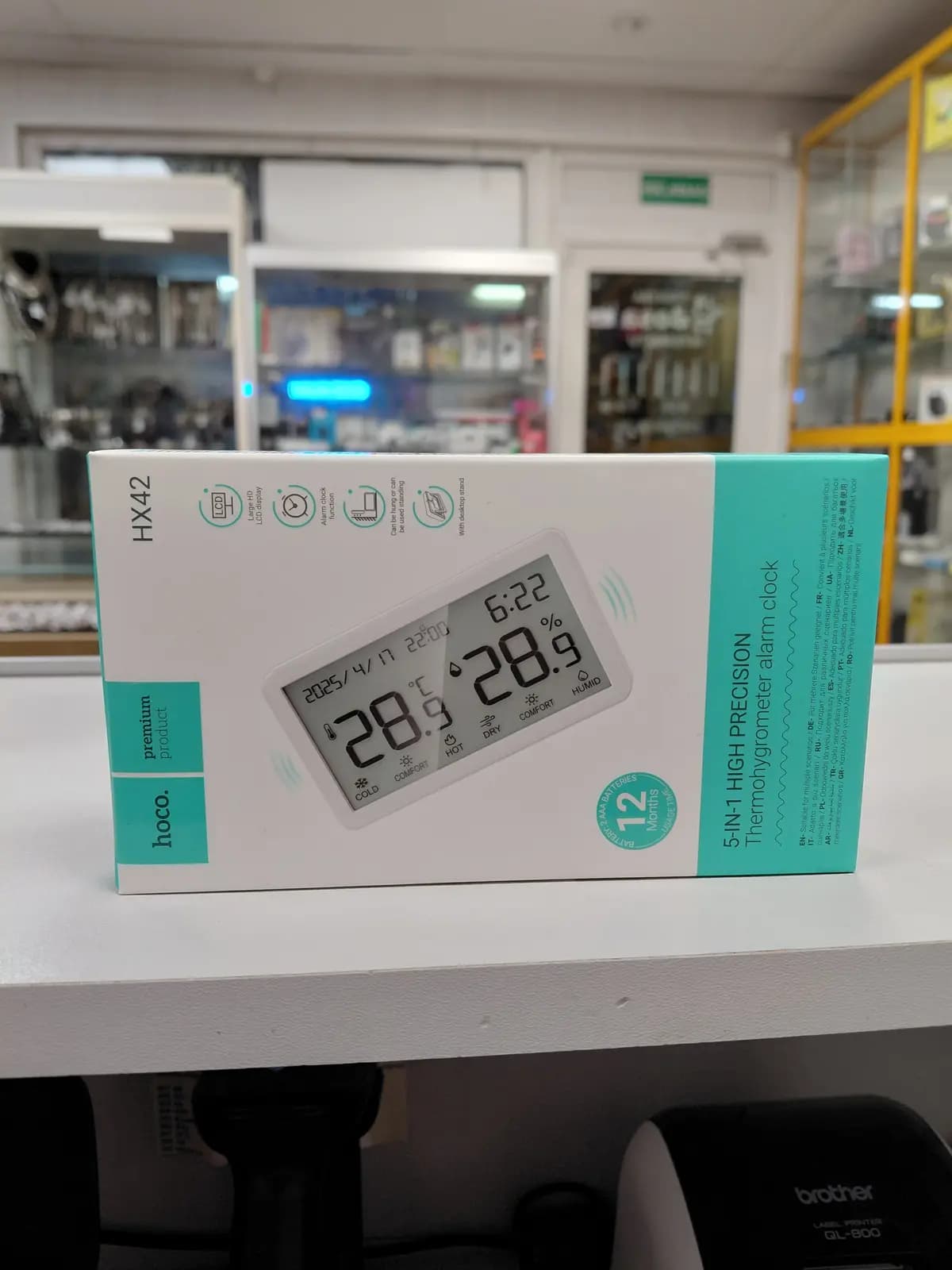 Elektroninis laikrodis su higrotermometru Hoco HX42 baltas