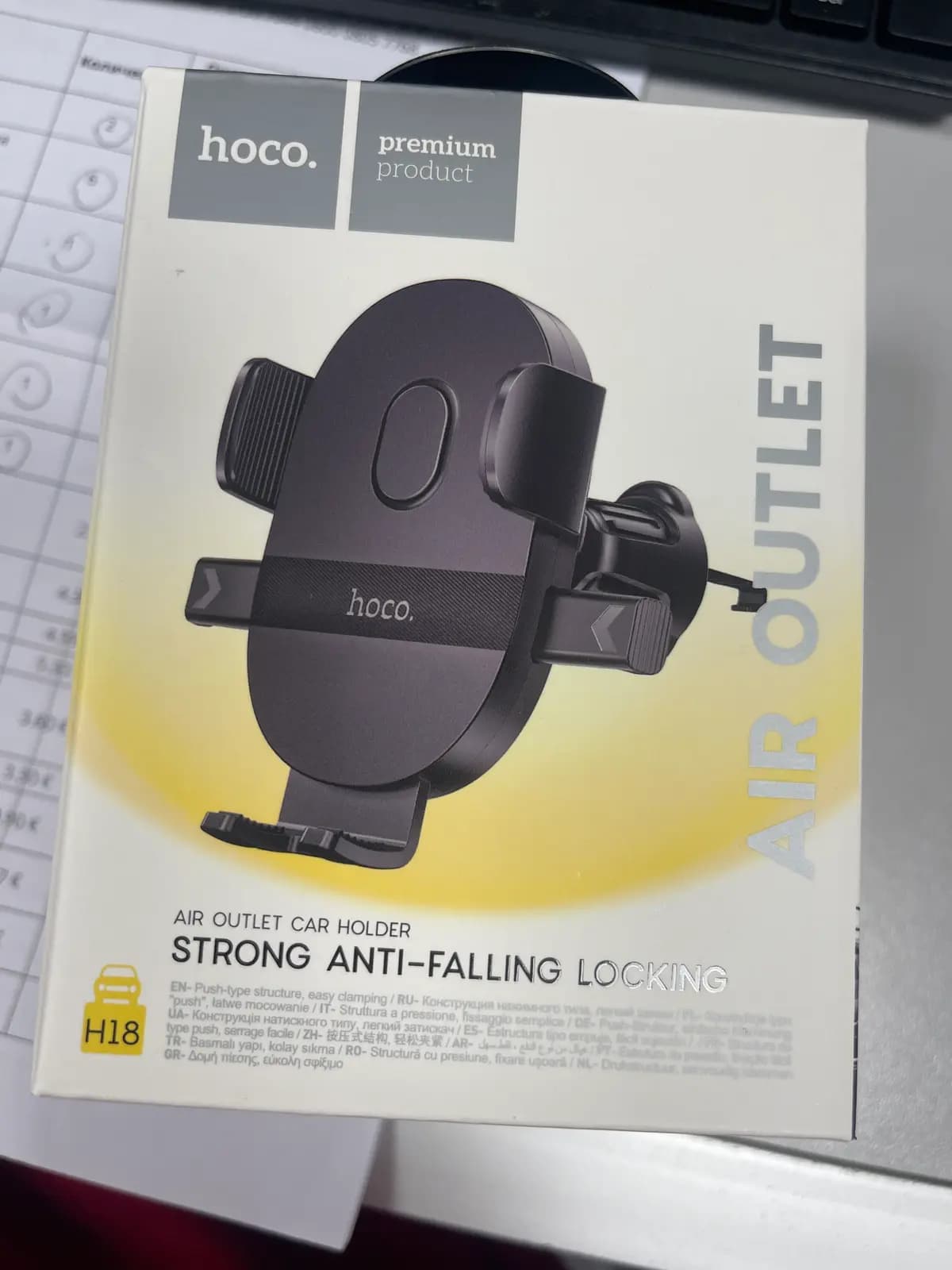 Automobilinis telefono laikiklis Hoco H18,juodas