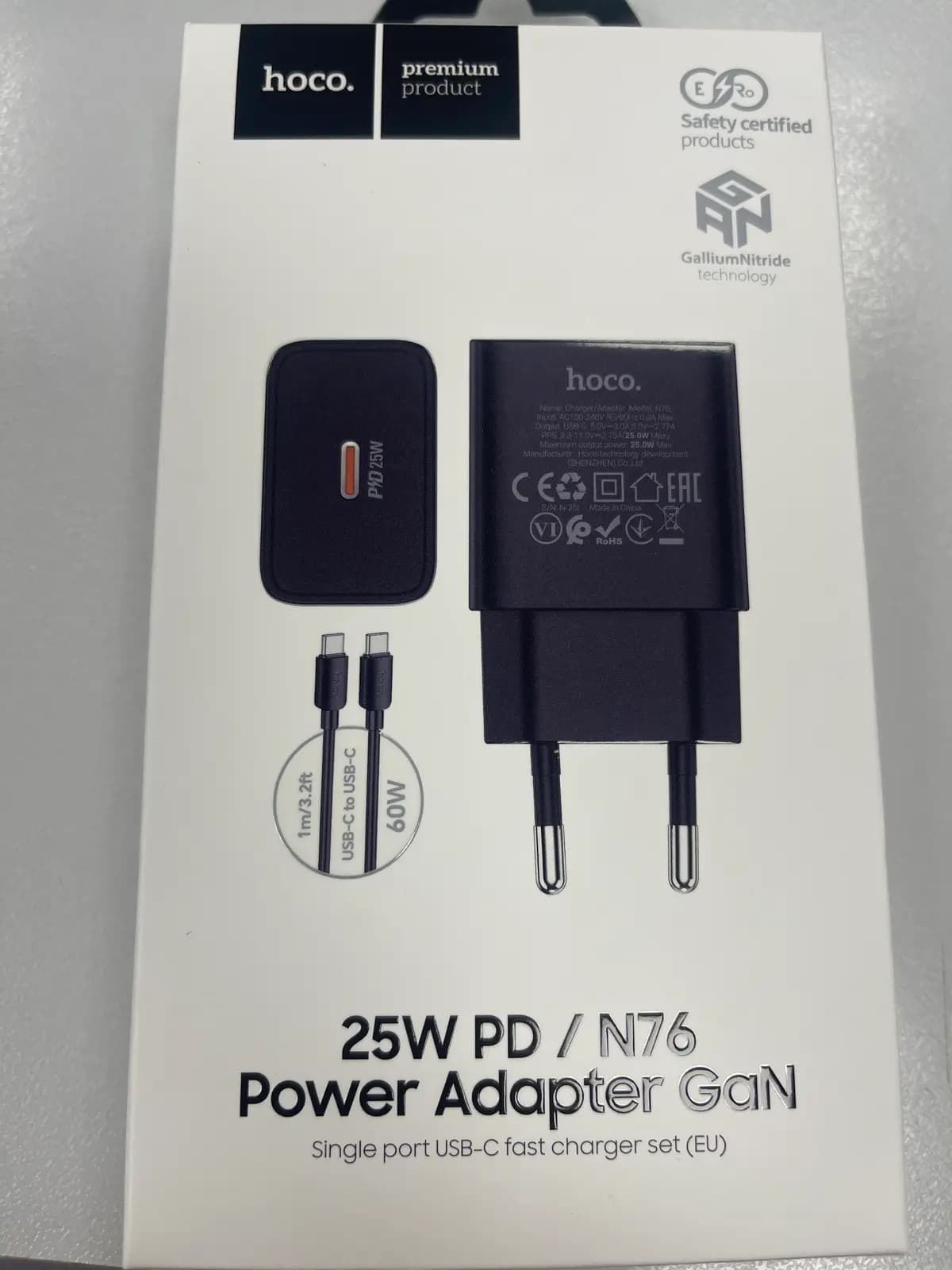 Įkroviklis Hoco N76 25W USB-C + USB-C to USB-C...