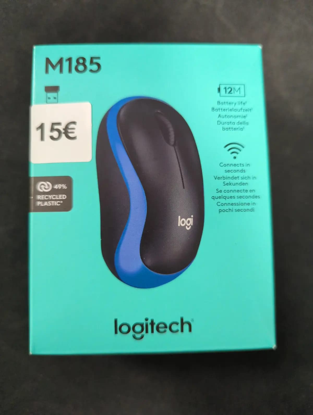 LOGITECH M185 Mouse optical wireless 2.4 GHz USB