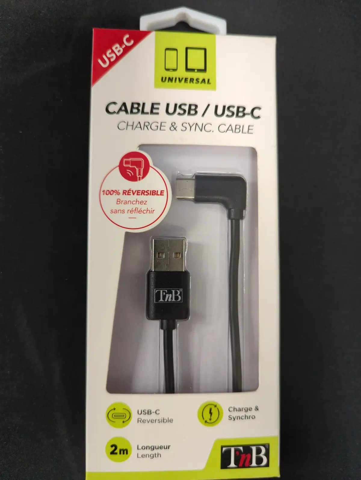 Cable T'nB USB-C a USB 2.0 2 m