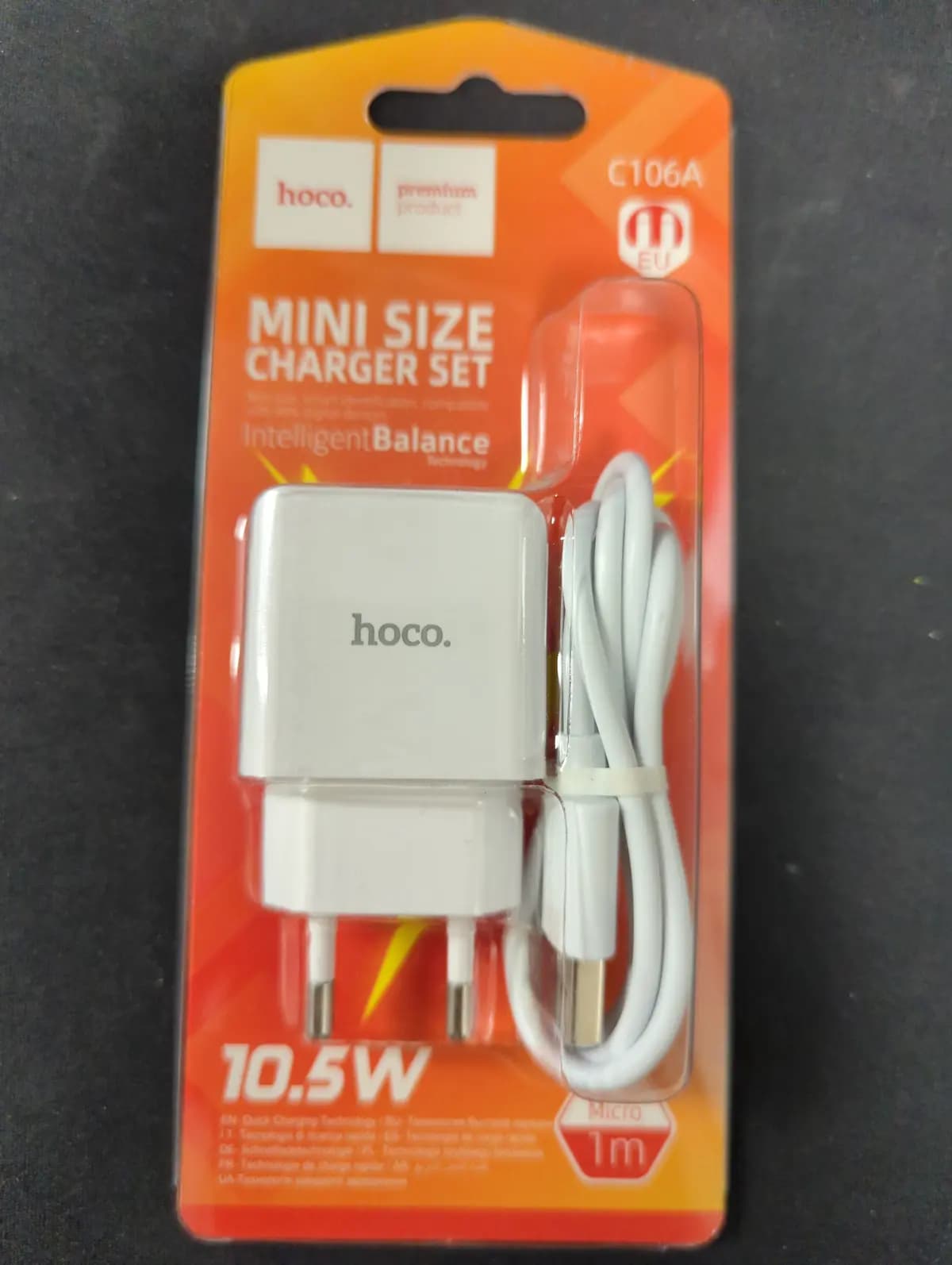 Mains Charger Hoco C106A, (10.5 W, white, with micro