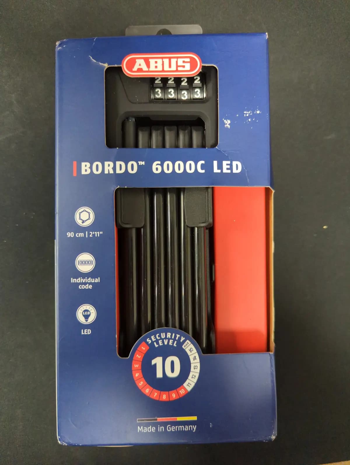 Spyna ABUS sulankstoma 6000C/90 LED BK SH (juoda)