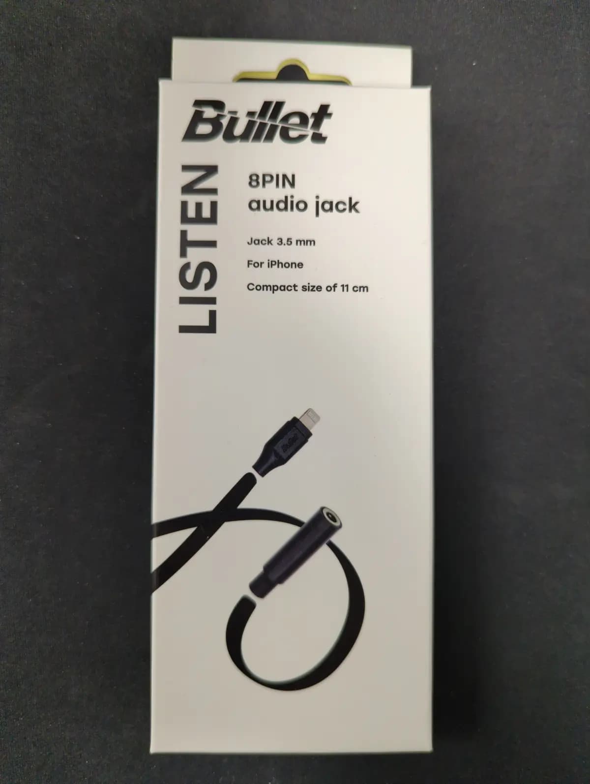 Bullet juodas Lightning 8PIN 3.5 mm AUX adapteris ausinėms