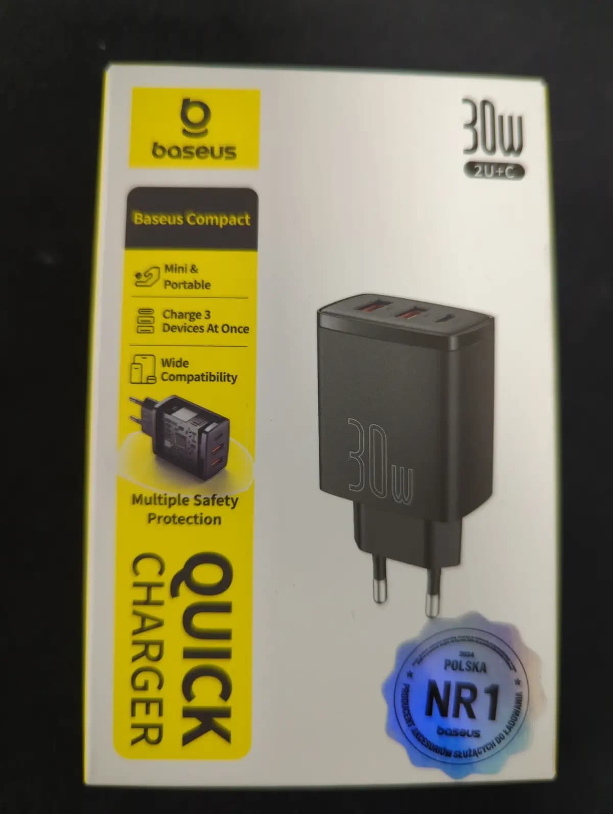 Įkroviklis BASEUS 30W 2xUSB + USB-C QC3.0 PD3. ...