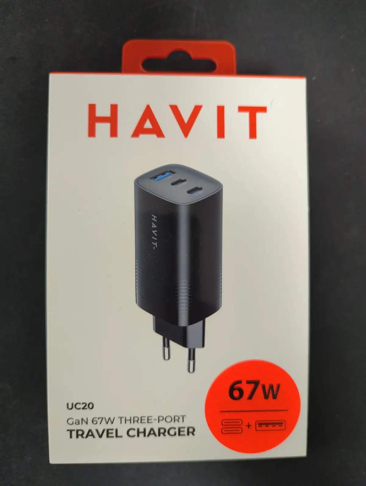 Kelioninis įkroviklis Havit UC20, GaN 65 W, juodas