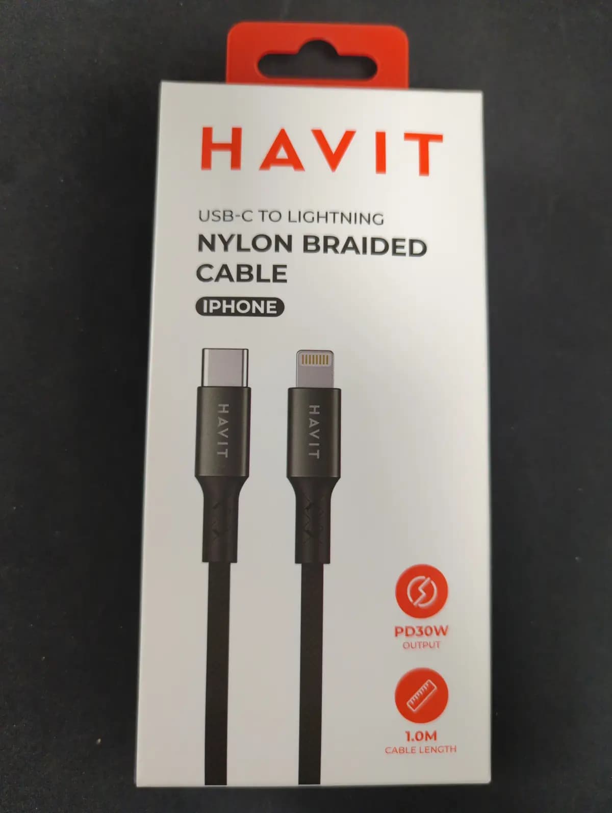 Kabelis usb-c to lightining 30W melns Havit
