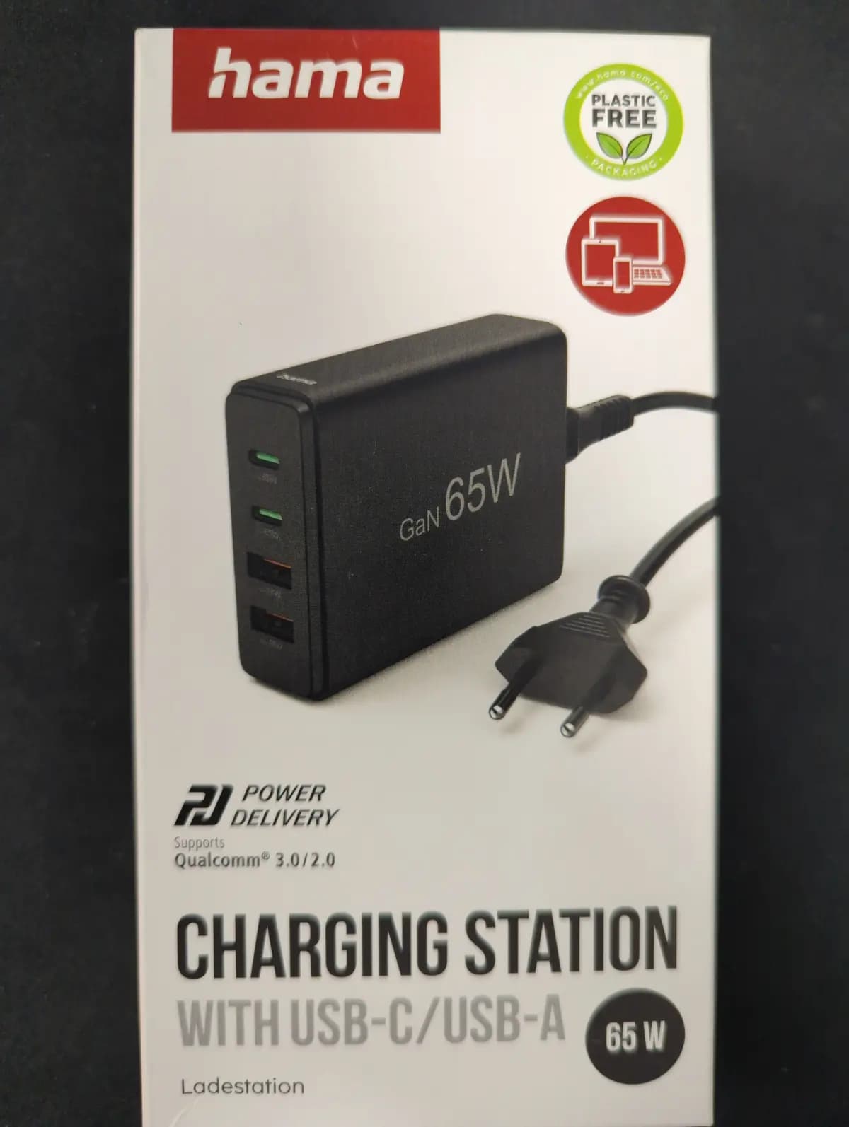 Įkrovimo stotelė Hama 00201979 GaN, 65 W, 2x USB-C