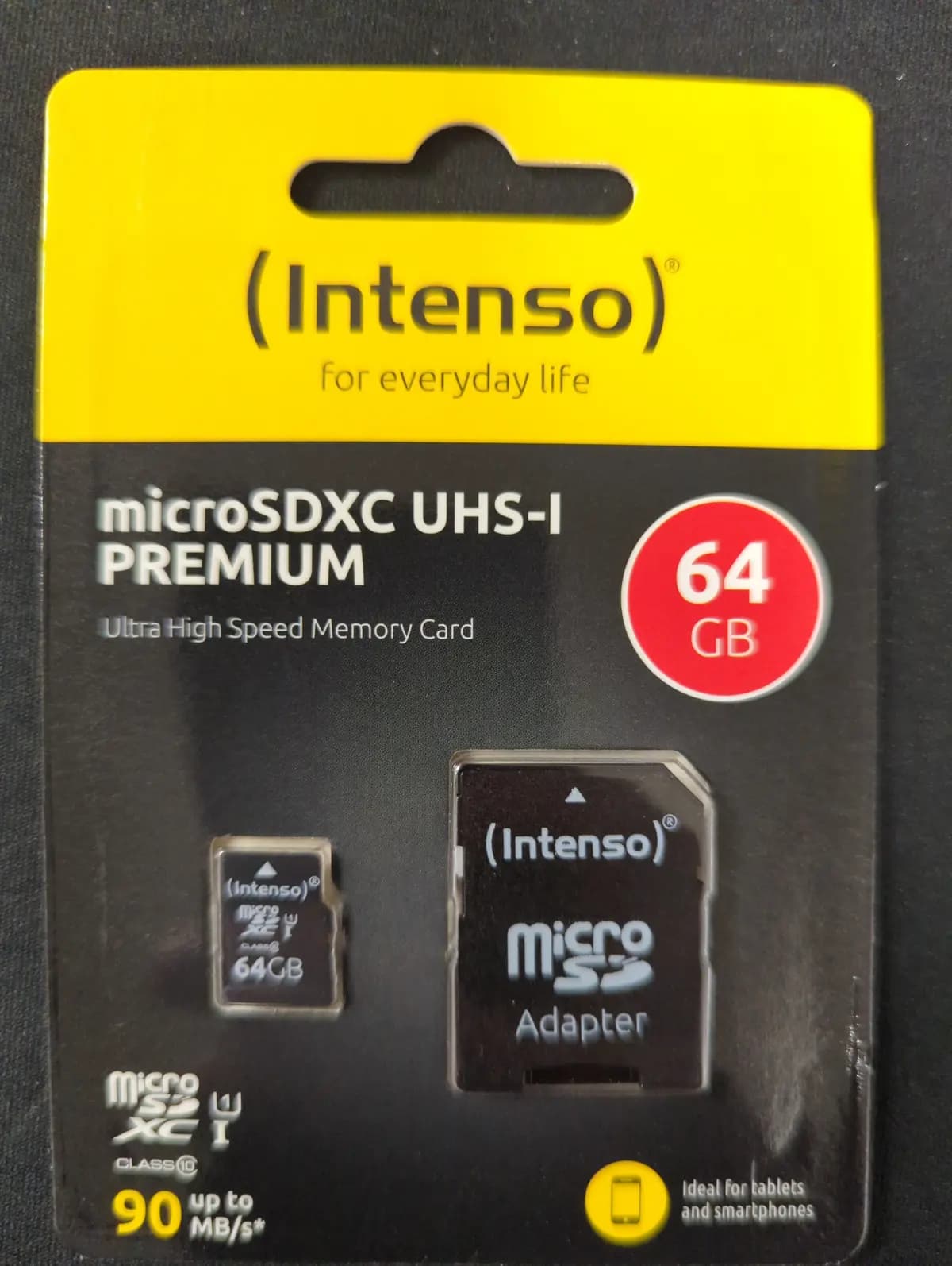 Intenso 64GB MicroSDXC UHS-I U1 card with SD adapter
