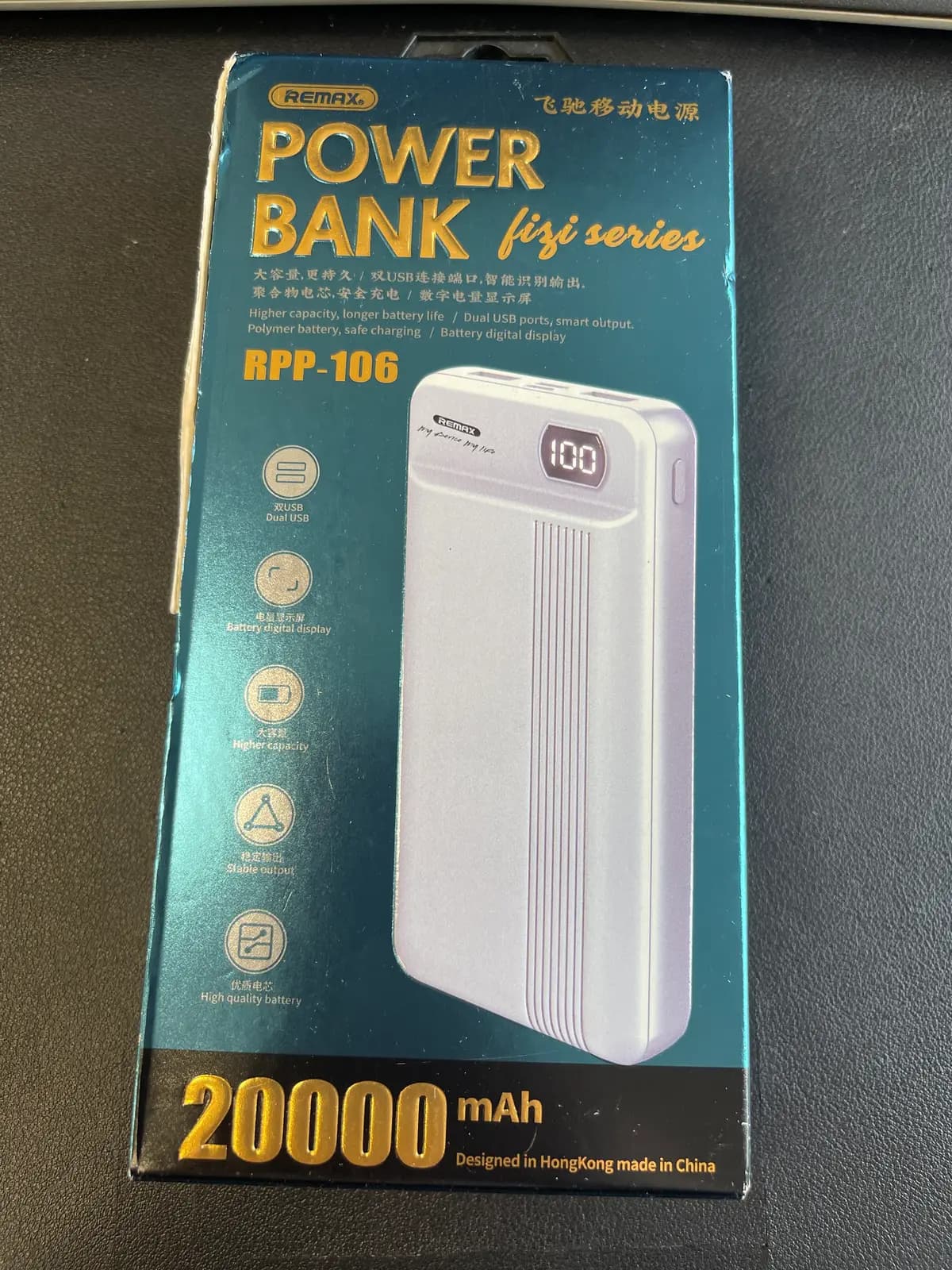 Baterie externa (Powerbank) Remax Fizi RPP-106, 20.000 mAh, 2*USB