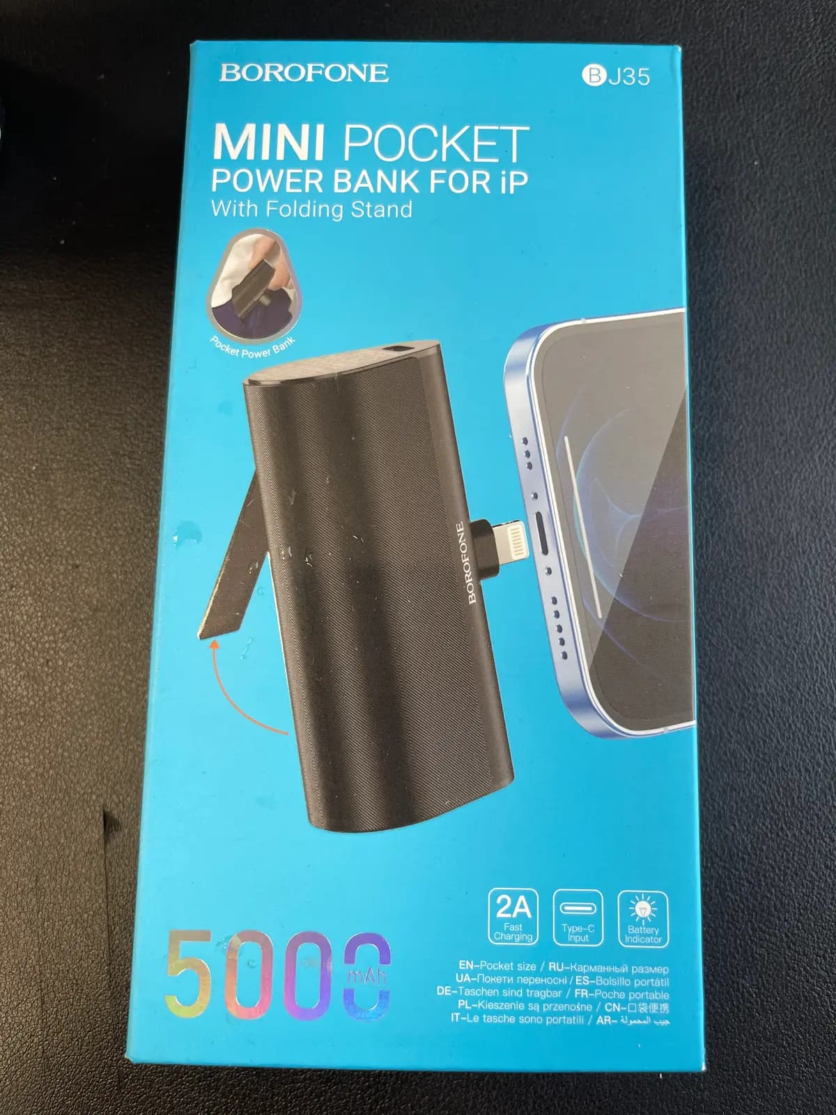 Juoda išorinė baterija Power Bank Borofone BJ35 Lightning ...