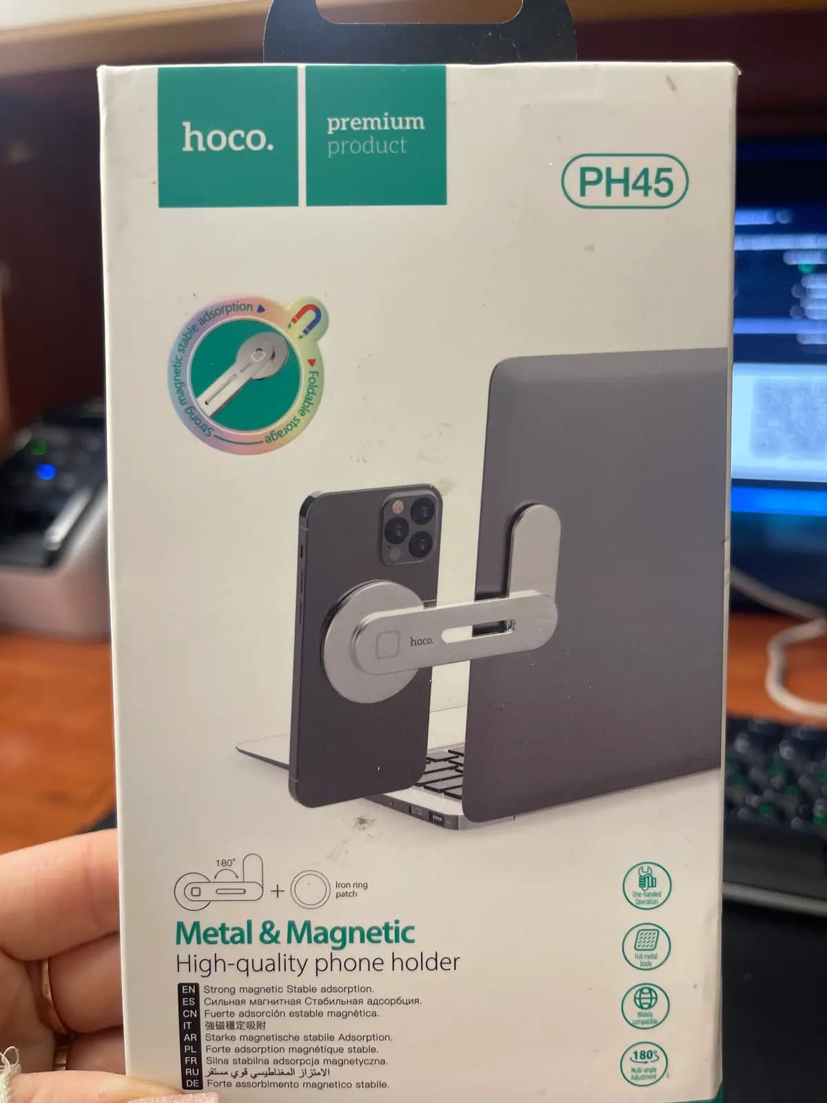 HOCO PH45 Royalty – metalinis magnetinis telefono laikiklis, pasukamas 180° kampu.