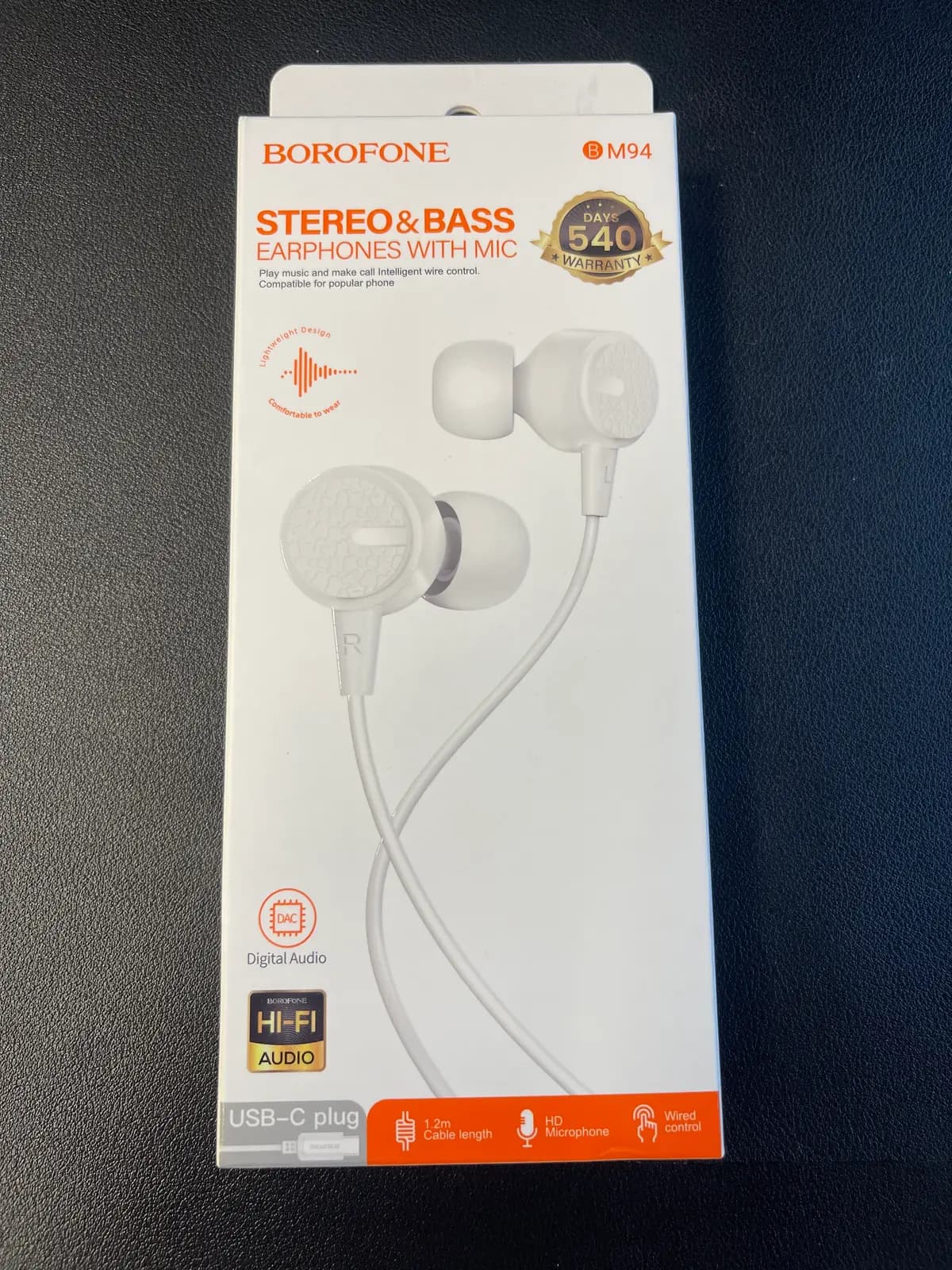 Ausinės Borofone BM94 USB-C baltos