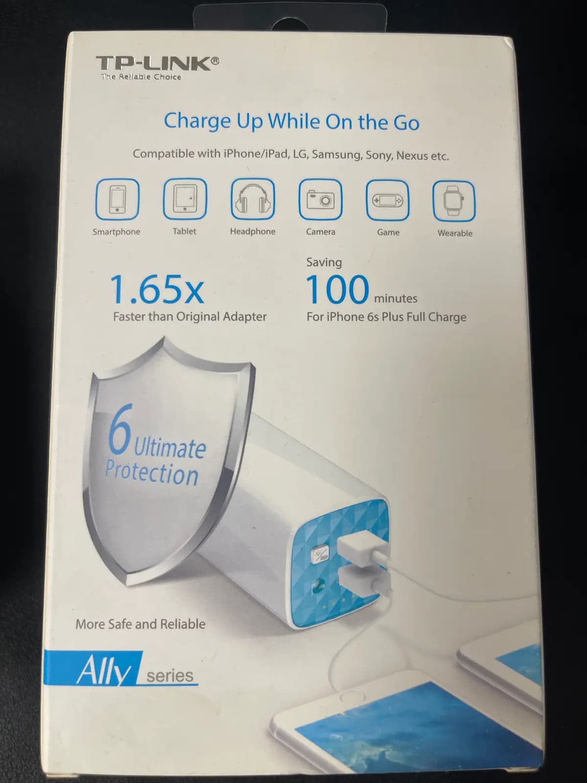 Nešiojamas įkroviklis (Power bank) TP-Link, 10400 mAh, mėlyna sp./balta sp.