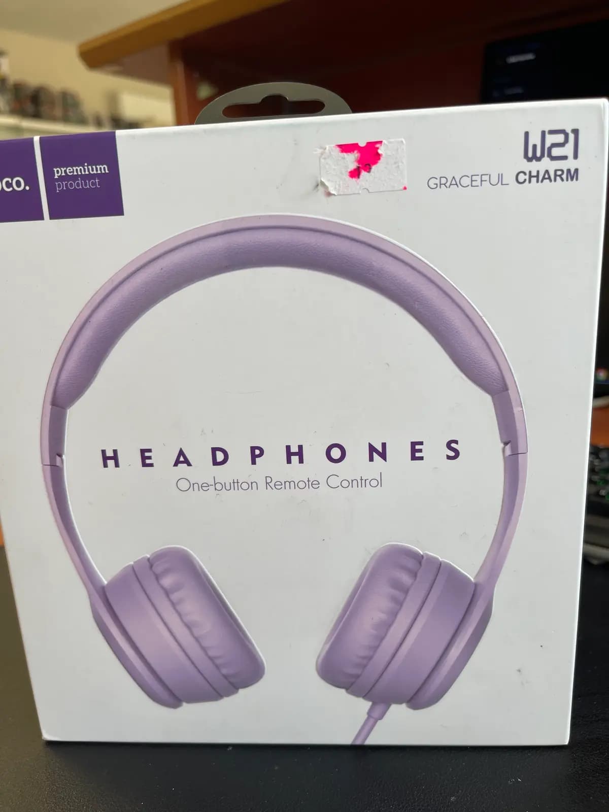 HOCO W21 „Graceful Charm“ laidinės ausinės su valdymo mygtuku, violetinės