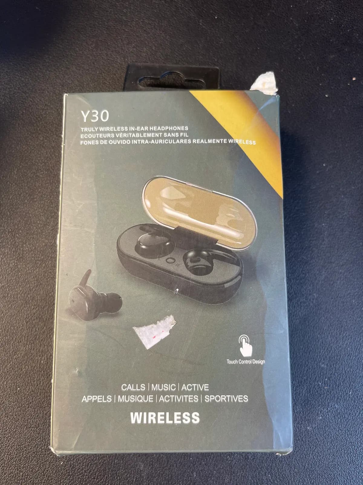 belaidės ausinės su įkrovimo dėklu, atsparios prakaitui, Bluetooth, juodos