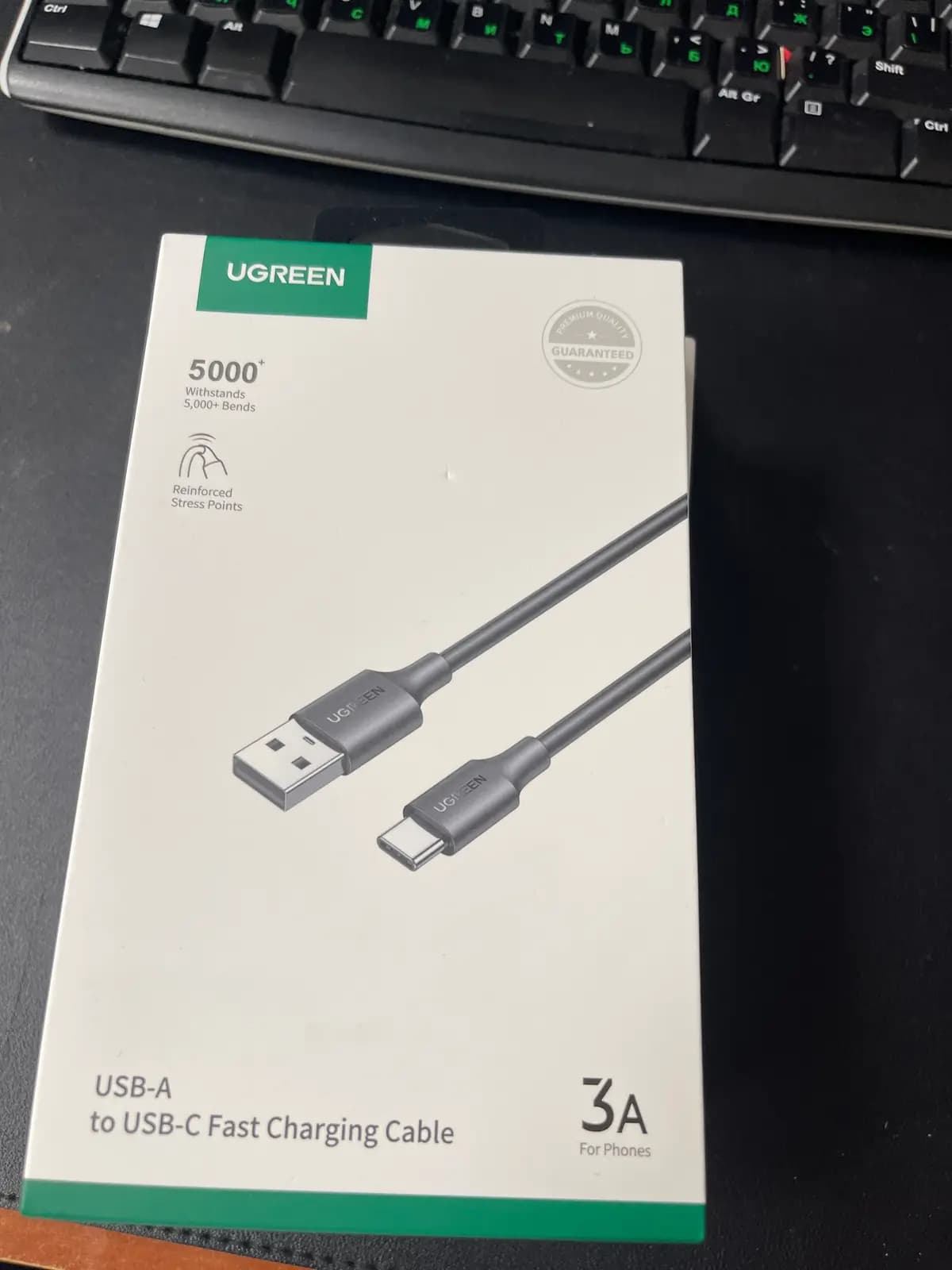USB kabelis Ugreen US287 USB to USB-C 3A 1.5m juodas
