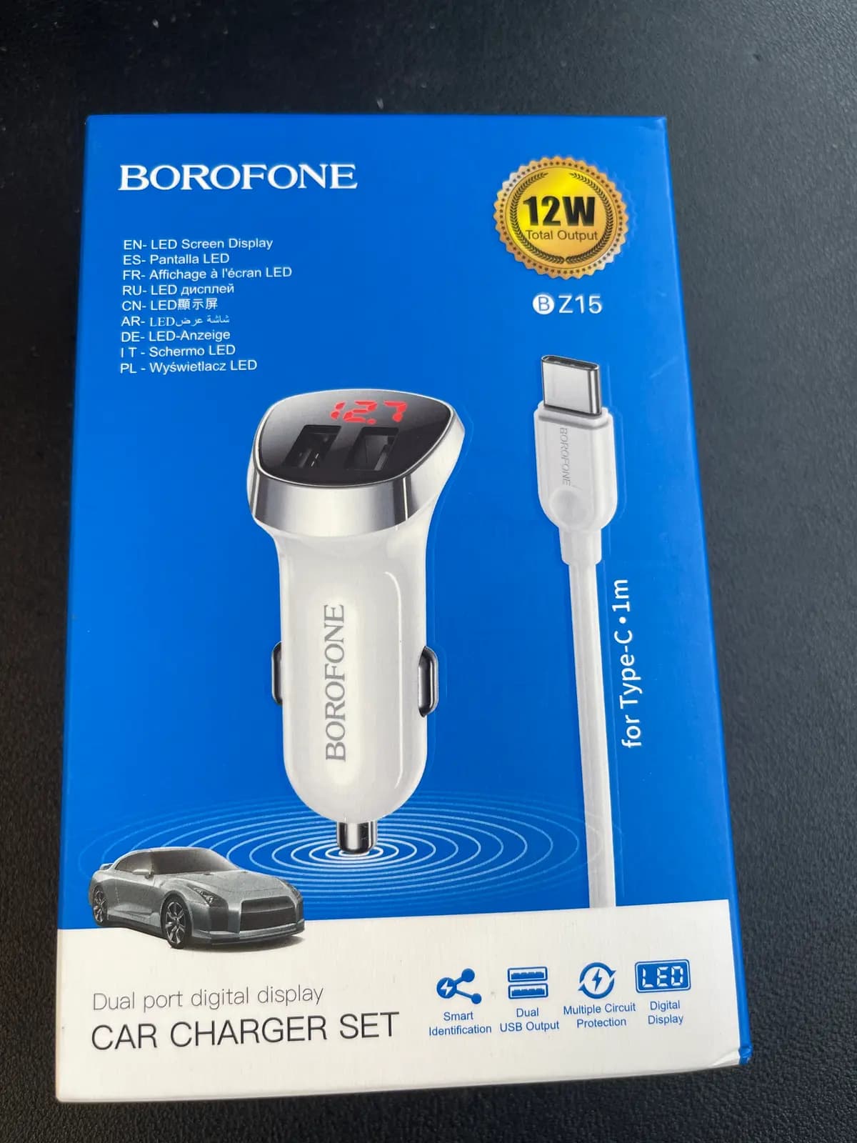 BOROFONE BZ15 Auspicious – automobilinis įkroviklis, 2×USB-C