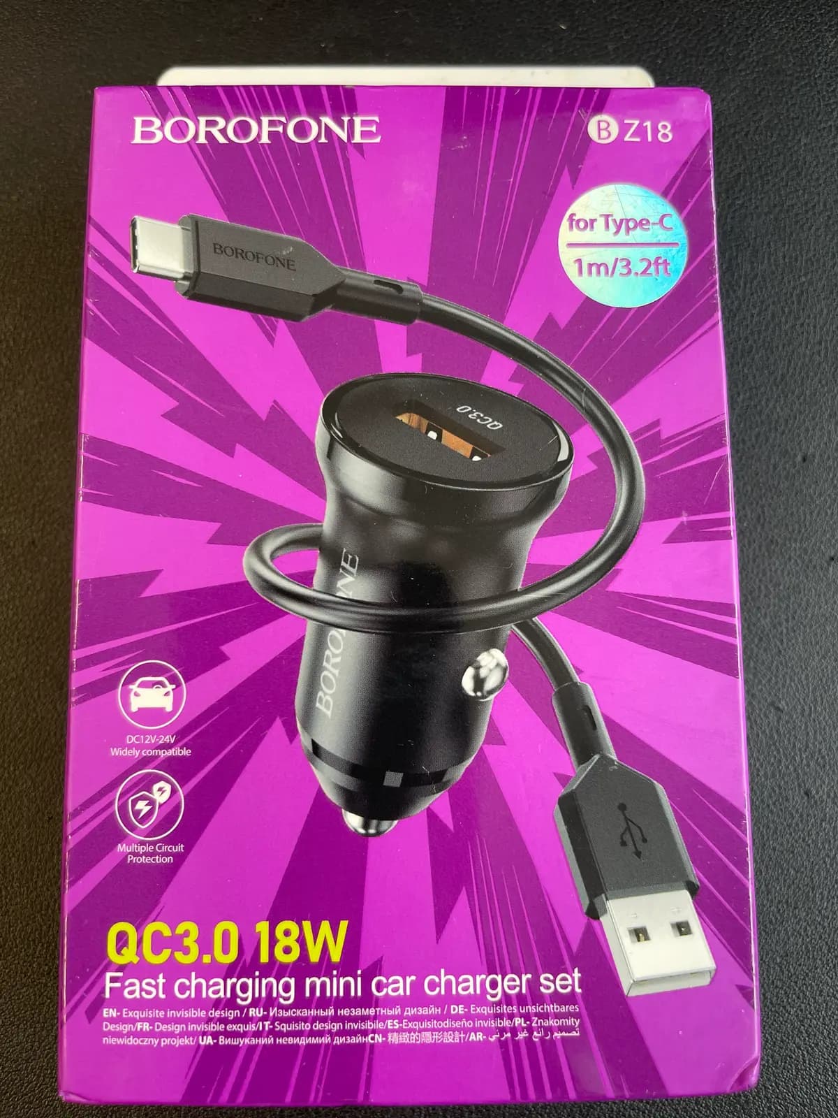 įkroviklis automobilinis Borofone BZ18 USB-A PD18W+QC3.0 + Type-C