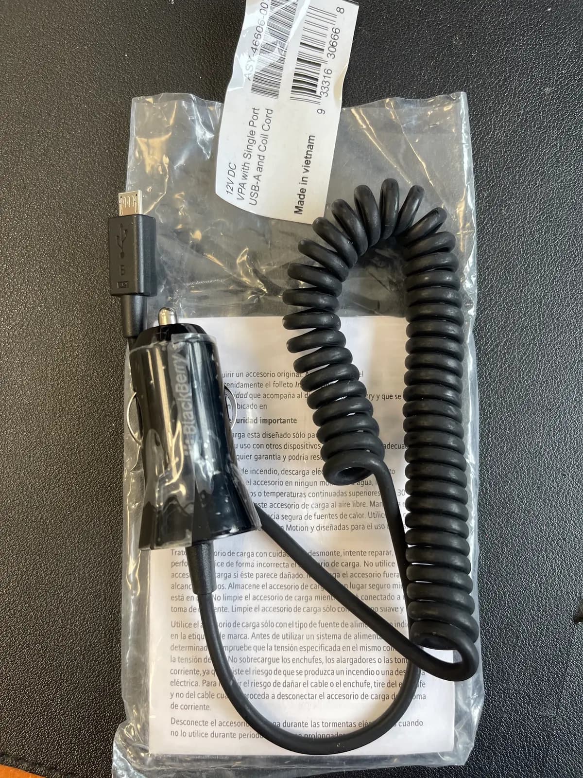 Automobilinis įkroviklis BlackBerry Micro USB, juodas