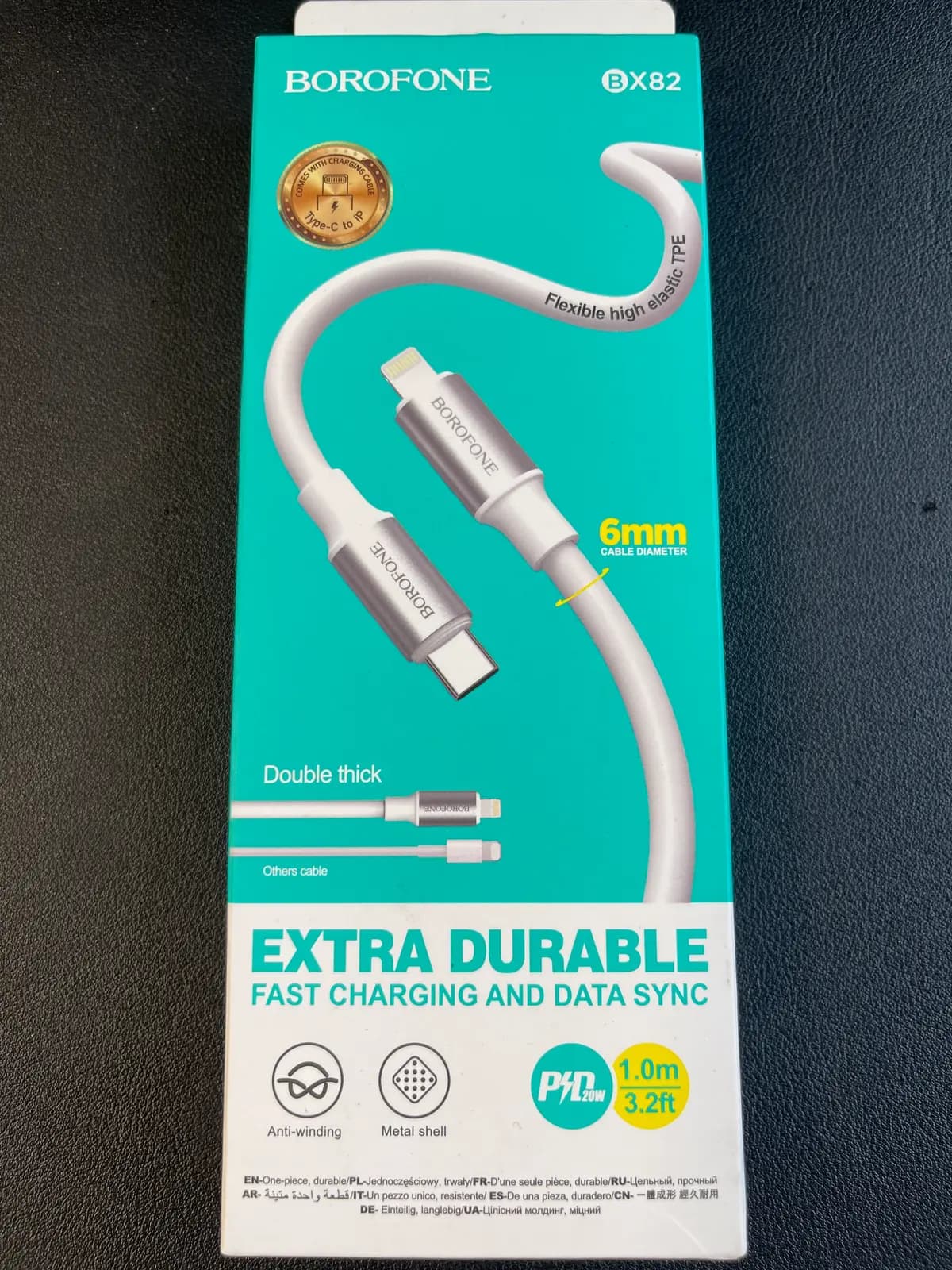 USB kabelis Borofone BX82 PD20W Type-C į Lightning 1.0m baltas