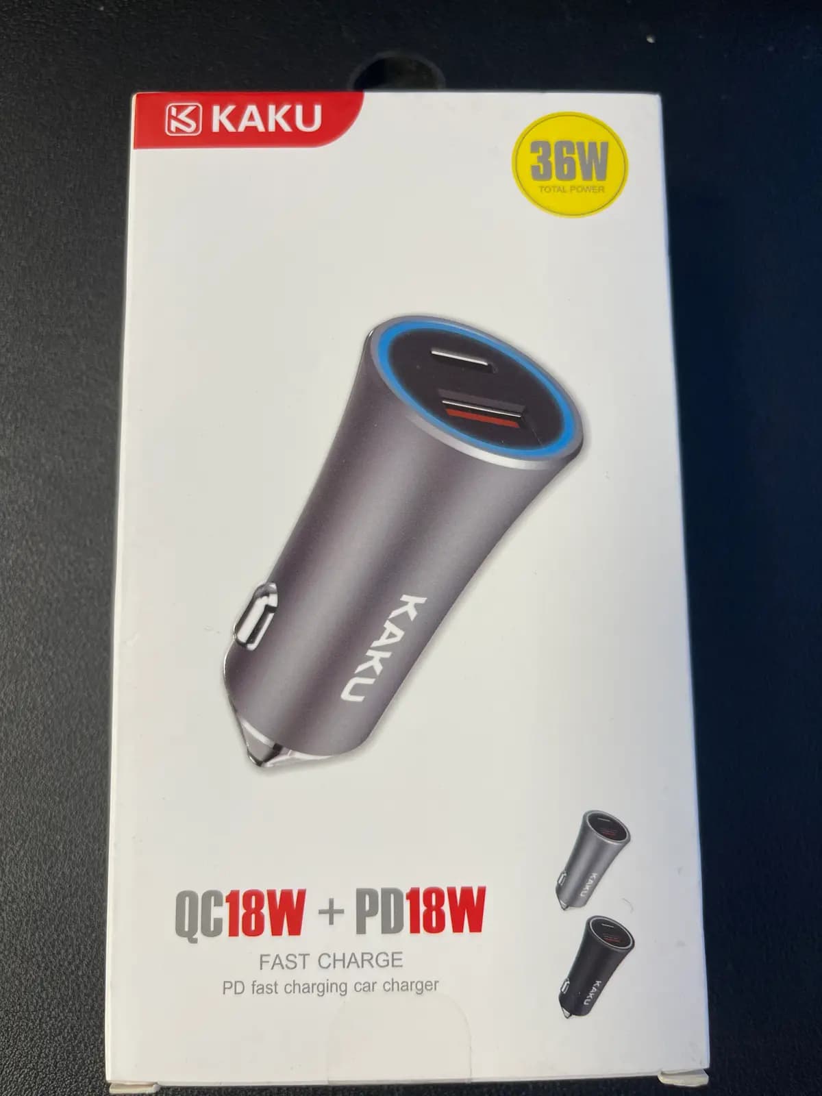 KAKU KSC-277 – automobilinis įkroviklis 18 W, USB-C PD + USB QC 3.0,