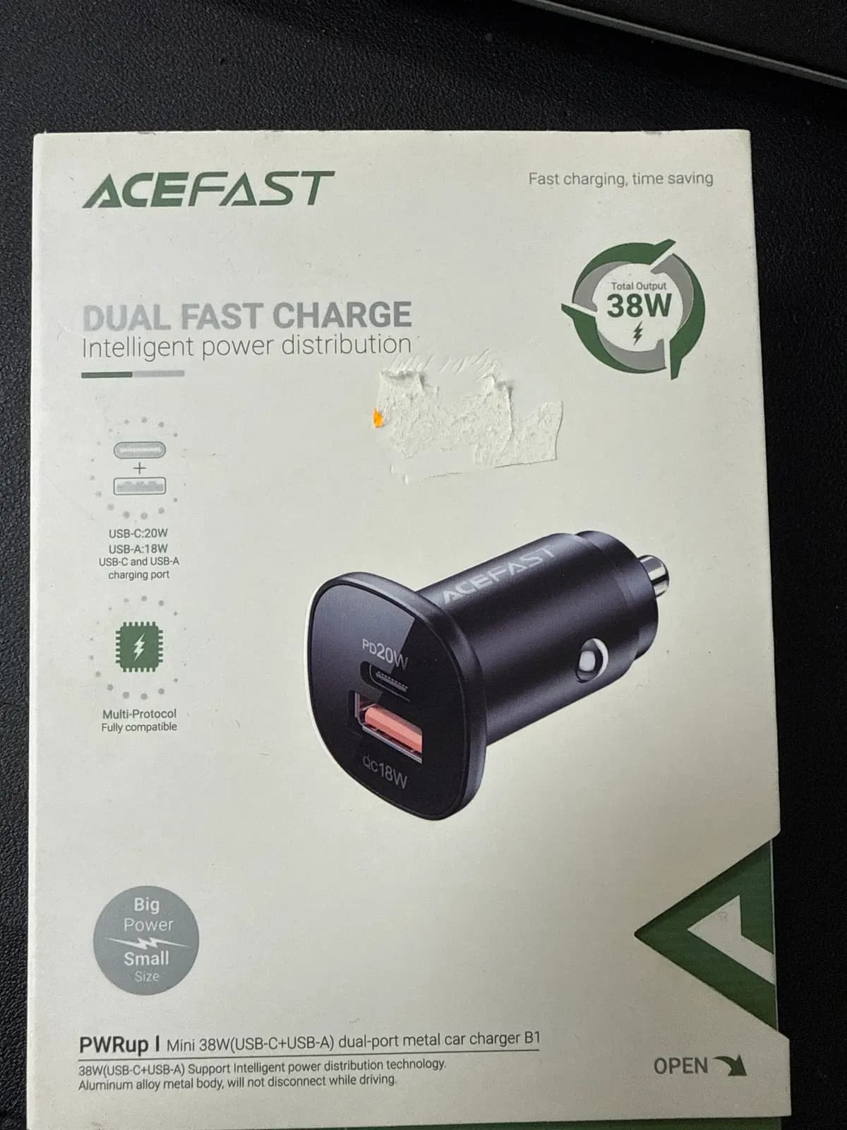 Automobilinis įkroviklis Acefast B1 Mini 38W USB-C