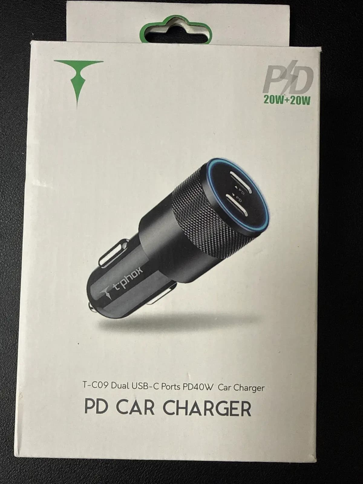 Automobilinis įkroviklis TB, 2 x USB-C, 40 W, juodas
