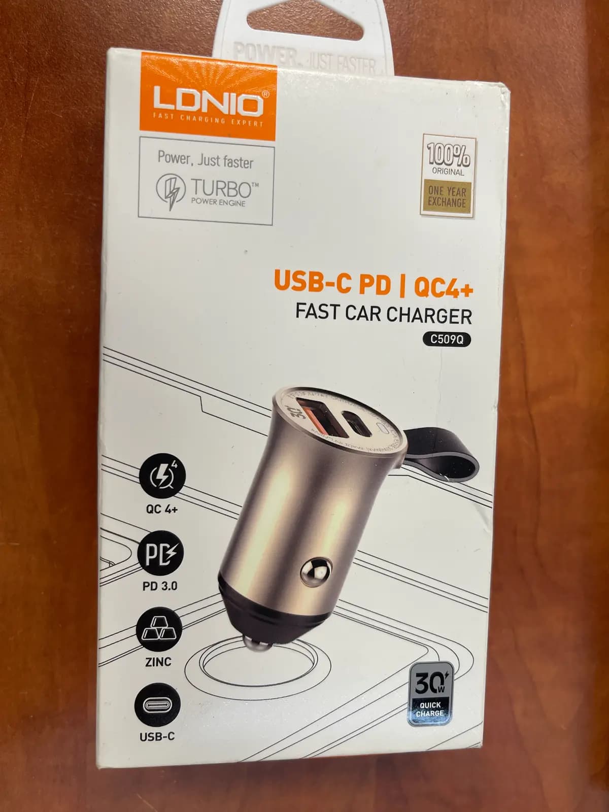 Automobilinis įkroviklis LDNIO C509Q, 30W, su USB-C kabeliu